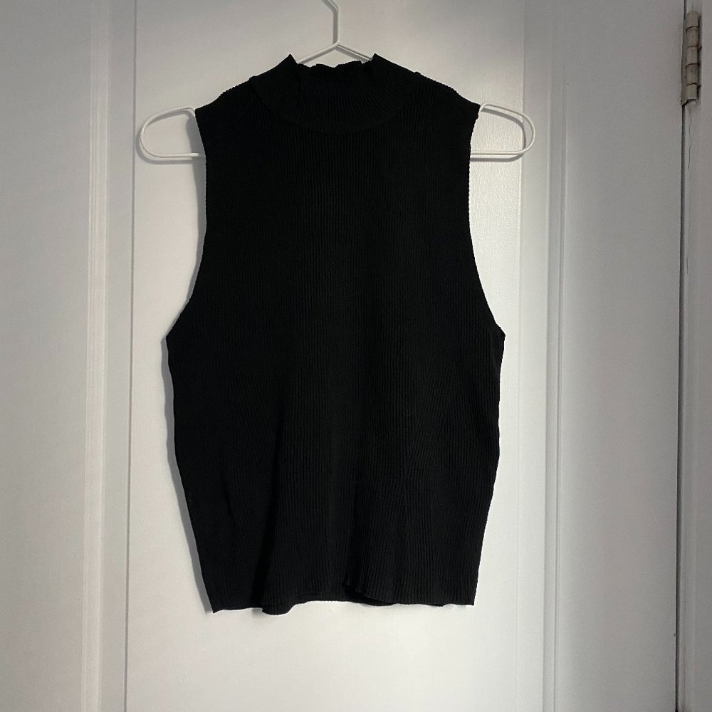 Zara Ribbed Sleeveless Mock Neck Top